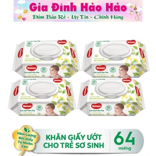 Combo 4 Gói Khăn Ướt Em bé Huggies Không mùi x 64 Miếng