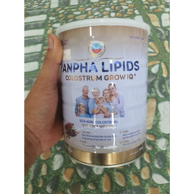 Sữa non Anpha Lipids Colostrum Grow IQ Vị Cacao hộp 900g hàng chính hãng