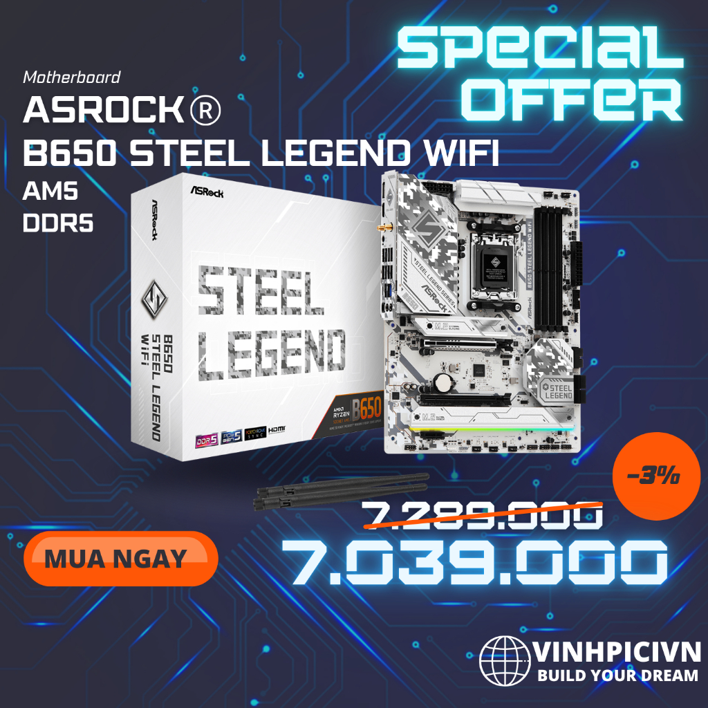 Mainboard ASROCK B650 Steel Legend WiFi [NEW]