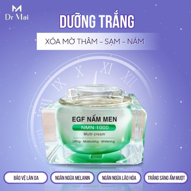 Dr Mai, Kem dưỡng trắng da ban đêm dr mai, ngăn ngừa lão hóa EGF Nấm men Nmn 1000 25g