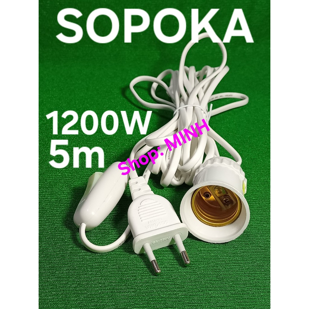 Đuôi đèn liền công tắc Sopoka ĐS7 dây 5m - bộ dây điện đui đèn liền công tắc phích cắm Sopoka