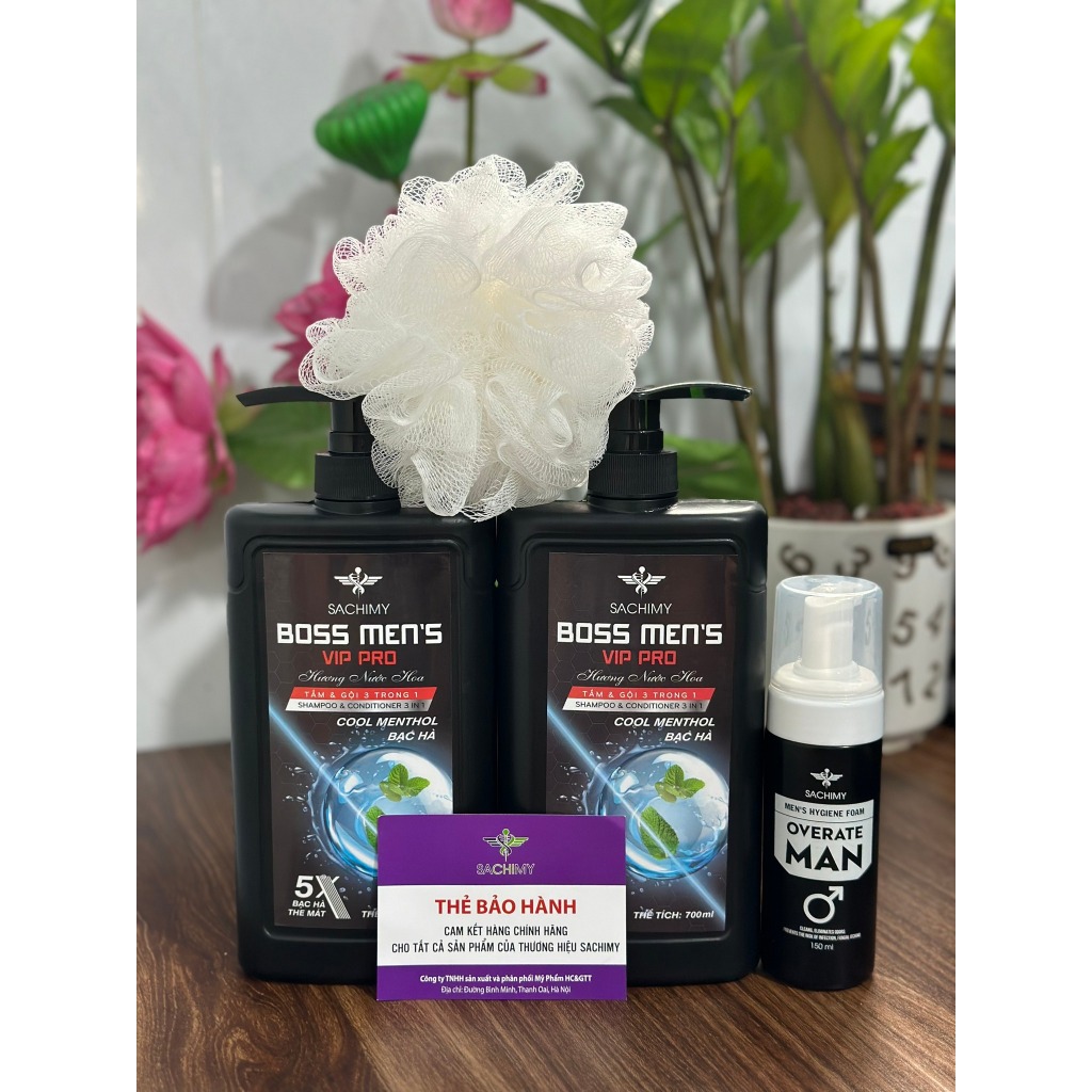 2 CHAI Sữa Tắm Gội Nam Hương Nước hoa SACHIMY 1400ml tặng 1 dung dịch tạo bọt nam giới tặng 1 bông tắm