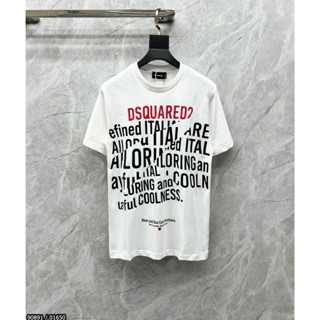 Áo Thun DSQ2 In Chữ Đỏ Đen SC Áo Cổ Tròn Vải Trơn Nam Nữ