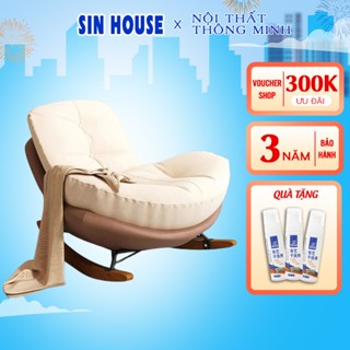 Ghế Lười, Ghế Thư Giãn Bập Bênh, Ghế Sofa Chân Gỗ Thịt Chắc Chắn Đệm Dày Dặn Êm Ái Có Thể Giặt