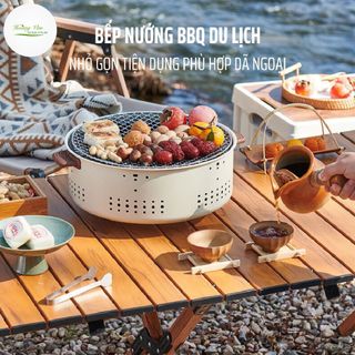 Bếp nướng BBQ tròn cao cấp tiện dùng mang du lịch nướng thực phẩm ngoài trời