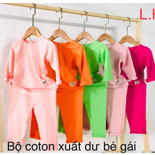 quần áo trẻ em, bộ trơn cho bé trai và gái từ 6-19kg chất coton mềm mịn thấm hút mồ hôi tốt