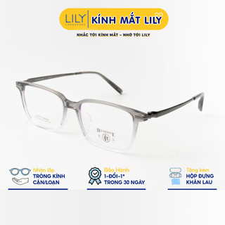 Gọng kính mắt nam nữ LILYEYEWEAR dáng chữ nhật bo góc chất liệu nhựa Acetate phối càng Titan màu sắc thời trang 3189