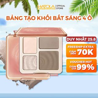 Phấn bắt sáng, tạo khối, highlight 4 ô kèm cọ khối Hatola SM tạo khuôn makeup đa dạng phong cách