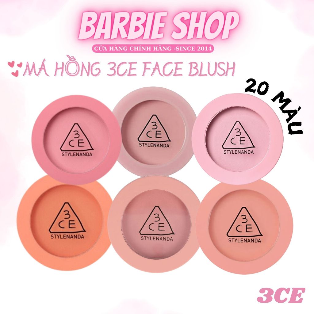 Phấn Má Hồng 3CE Face Blush [ Pink Fllter - Delectable-Mono Pink-City Mauve-Rose Beige  ]