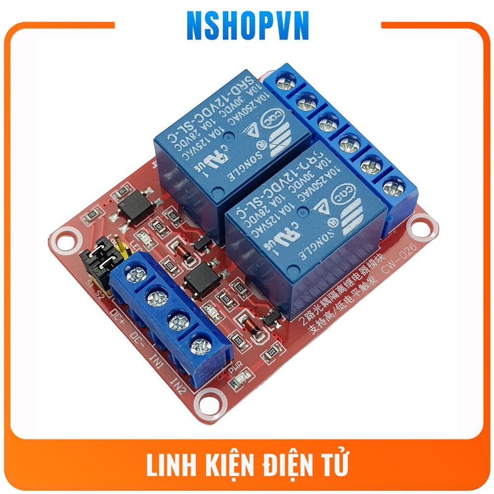 Module 2 Relay Với Opto Cách Ly Kích H/L 5V/12V