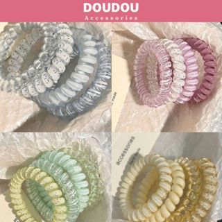Set 4 Dây cột tóc lò xo dạng túi Doudou Dây buộc tóc nữ Thun cột tóc cao su xoắn ốc Hàn Quốc PJ007