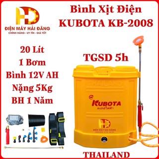  Bình xịt điện 1 Bơm KUBOTA KB-2008  Bình 12V - 8AH | 20 lít. Cực mạnh.Bảo hành 12 T 
