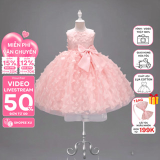 Đầm váy công chúa cho bé gái Tutupetti chất voan bồng xinh xắn không tay