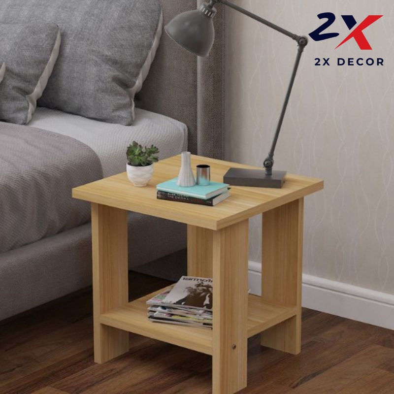2X Decor - Kệ bàn trà nhỏ 2 tầng bằng gỗ để đầu giường, decor phòng khách tiện lợi -2X029
