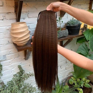 🔥 SALE 50% – Tóc Giả Cột Thẳng Bấm Phồng Chân Tóc 60cm – Sợi Tơ Nhật Cao Cấp