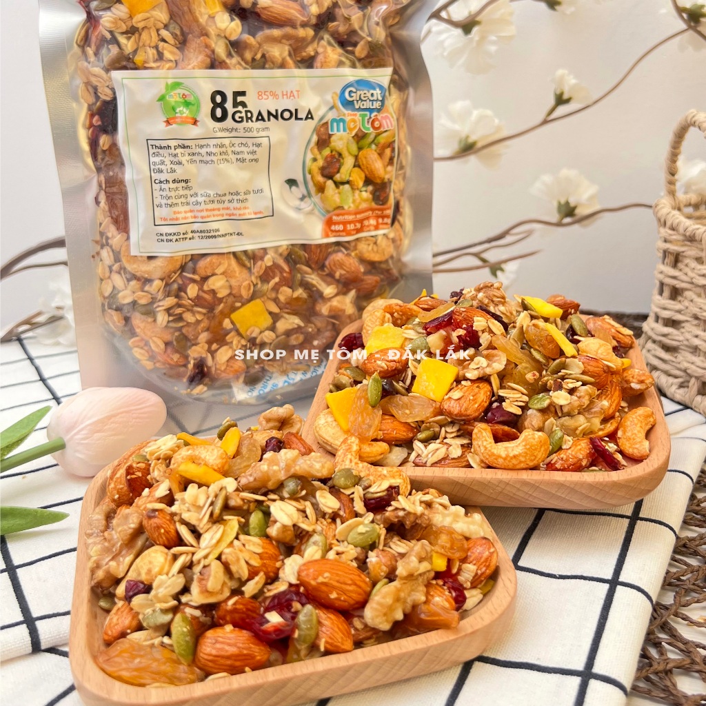 GRANOLA HẠT SẤY MẬT ONG 85% HẠT 15% YẾN MẠCH