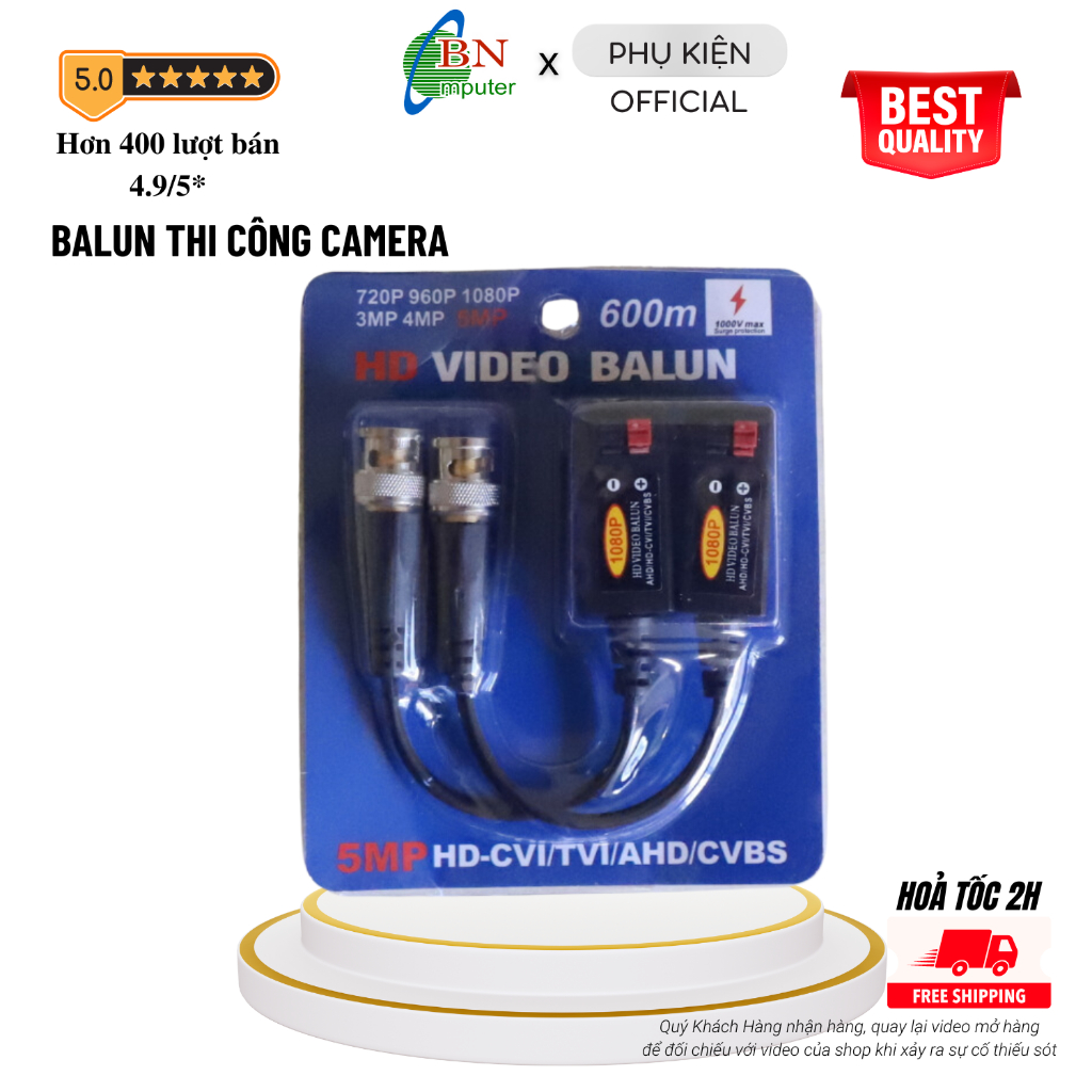 Balun camera 5.0 / 1 cặp 2c
