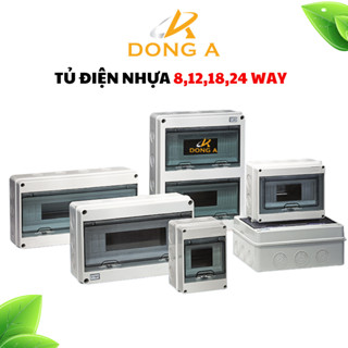 Tủ điện nhựa lắp nổi chống nước Way 5, 8,12,18,24, Hộp tủ điện nhựa ABS