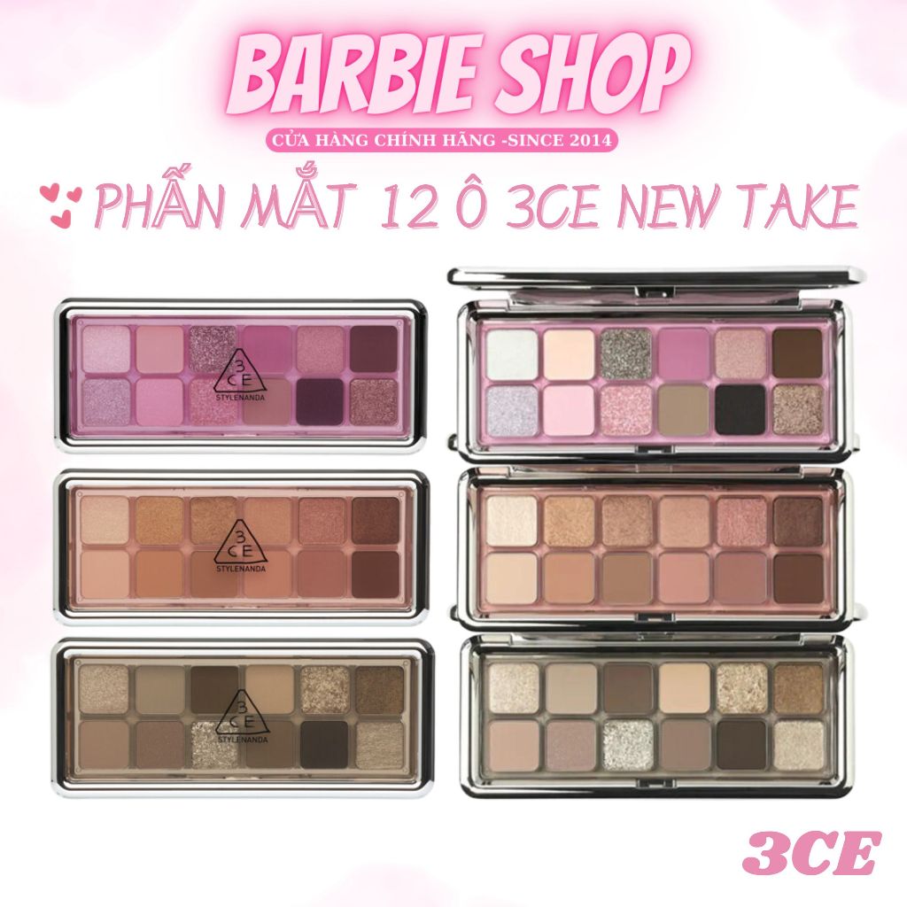 Phấn Mắt 12 Ô 3CE New Take Eyeshadow [Motion Frame-Raw Neutrals-Creative Filter-Purely-Cheery-Pink Journey]