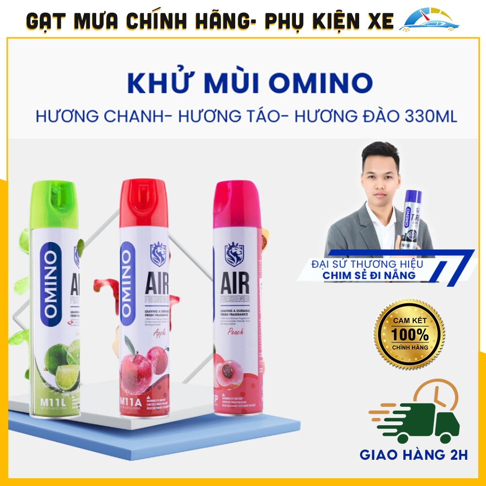 Khử Mùi Nội Thất Ô Tô OMINO M11 330ml - Mùi Táo, Đào, Chanh - Chính Hãng Omino Vietnam