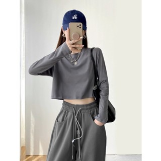 ÁO THUN CROPTOP TAY DÀI TRƠN FORM RỘNG FULL MÀU XINH ĐẸP CHẤT COTTON  Best Seller