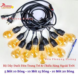  Dây đèn trang trí ngoài trời 5 mét 10 mét treo thả sân vườn quán cà phê nhà hàng chống nước 
