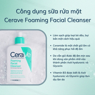 Sữa rửa mặt Cera Foaming, Hydrating cho da dầu mụn, khô, nhạy cảm 473ML