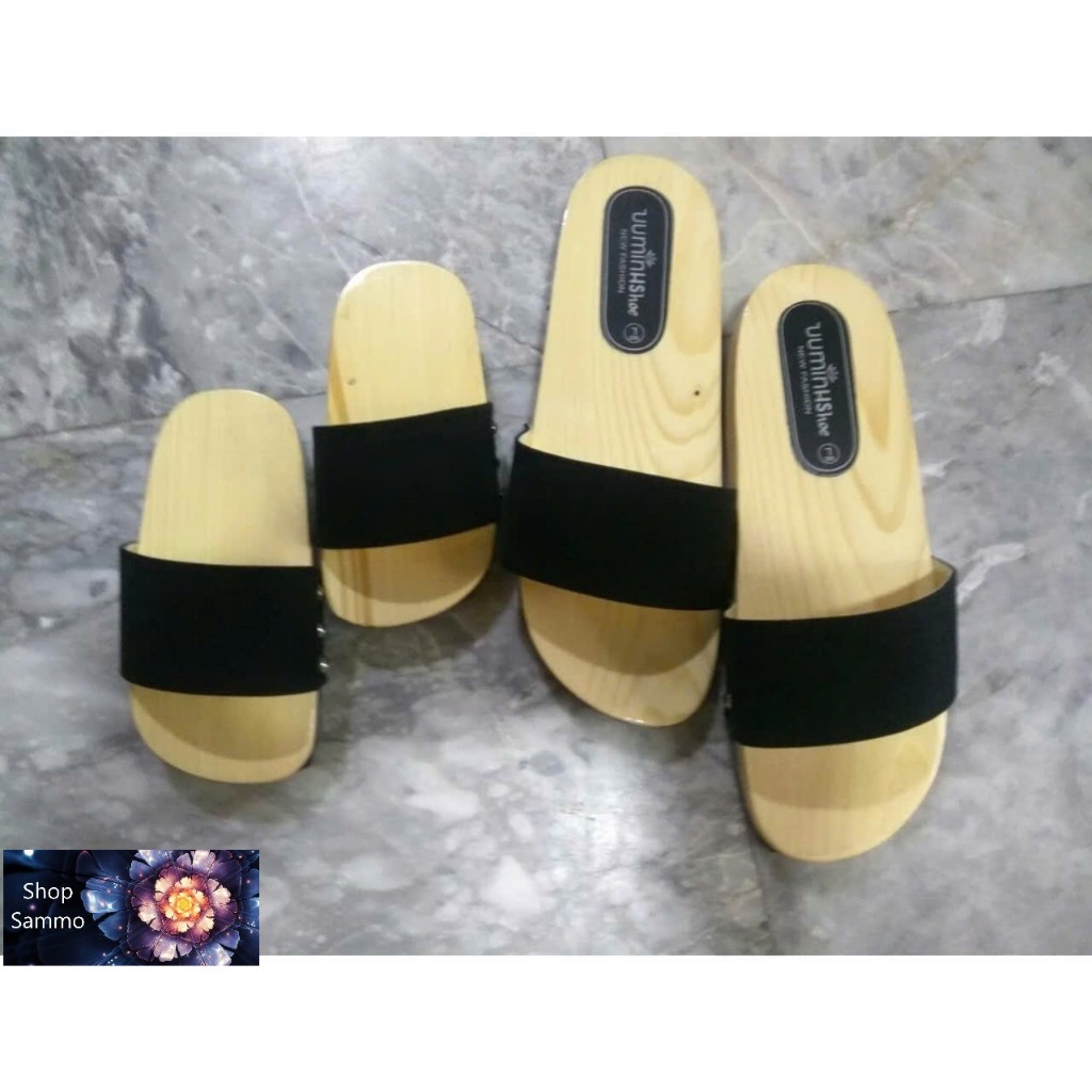 Guốc Gỗ Guốc Mộc Mẹ Và Bé ( đế cao su 2 lớp )