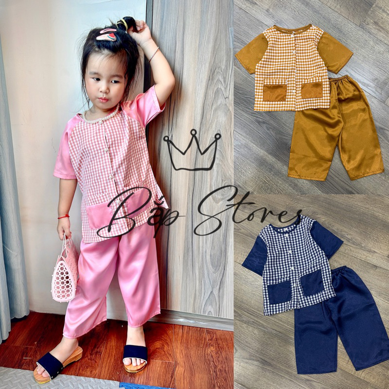 (8-42kg)bộ bà ba lụa bé trai bé gái KHÔNG kèm khăn