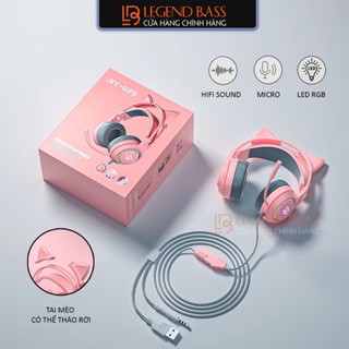 Tai Nghe Chụp Tai Gaming Tai Mèo Cute Có Micro Đàm Thoại - Tai Nghe Mèo Có Dây Dành Cho Máy Tính, Chiến Game Đỉnh Cao