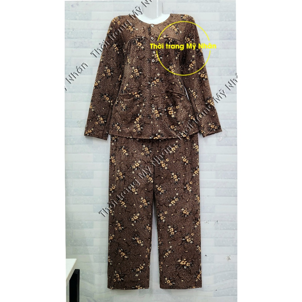 Đồ bộ thun gân màu dài cao cấp