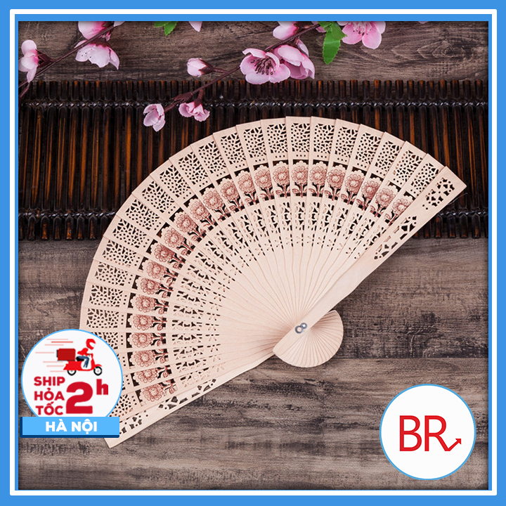Quạt xếp gỗ thơm,Quạt gỗ trang trí tháp bánh mẹt tết,làm tháp bánh – Phụ kiện chụp ảnh cầm tay kèm tuarua ngọc bội 01747