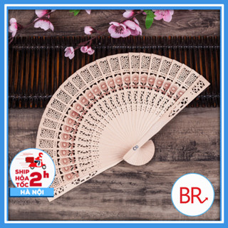 Quạt xếp gỗ thơm,Quạt gỗ trang trí tháp bánh mẹt tết,làm tháp bánh – Phụ kiện chụp ảnh cầm tay kèm tuarua ngọc bội 01747