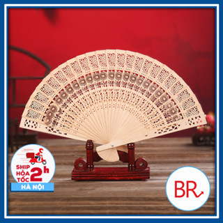 Quạt gỗ xếp trang trí làm tháp bánh cổ điển Tết - Quạt gỗ thơm họa tiết cổ trang độc đáo chụp ảnh kỉ yếu 01747