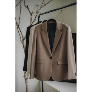 Áo blazer nữ màu be, nâu tây, đen vải chéo hàn cao cấp [MAY THEO SỐ ĐO]