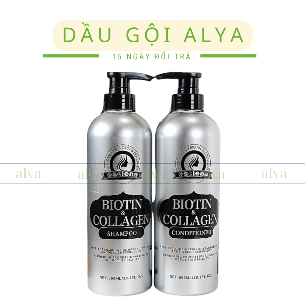 Cặp Dầu Gội Xả Biotin Collagen Selena | Giảm Rụng Tóc,Phục Hồi Tóc Khô Xơ, Hư Tổn
