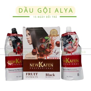  Nhuộm đen Nhuộm nâu New Kafen Cherry CAO CẤP không dính da đầu 500MLX2 - Phủ bạc tóc nhanh và tiết kiệm . 