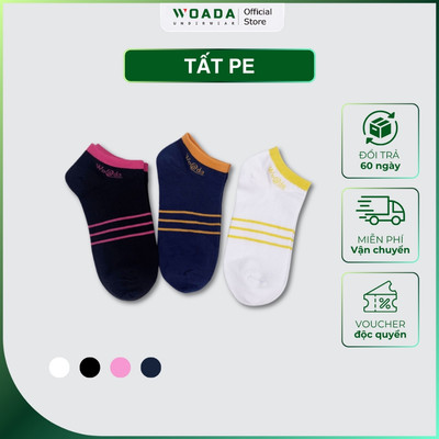 [COMBO 3] Vớ Họa Tiết Phối Sọc Chất Liệu PE Mềm Mại Thương Hiệu WOADA LK208
