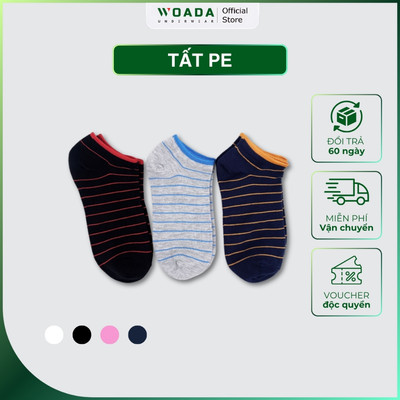 [COMBO 3] Vớ Họa Tiết Phối Sọc Chất Liệu PE Mềm Mại Thương Hiệu WOADA LK215
