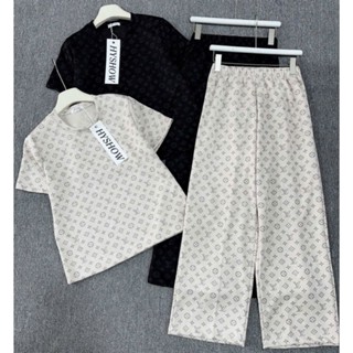 SET BỘ SUÔNG L.V DẬP NỔI ÁO CỔ TRÒN TAY NGẮN QUẦN DÀI HÀNG CAO CẤP