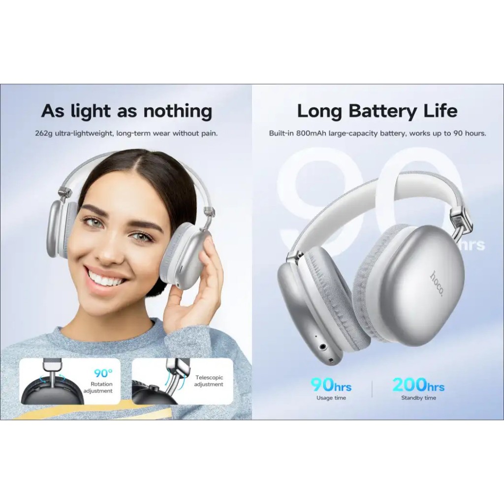 Tai Nghe Chụp Tai Hoco W35 Max - Pin Siêu Trâu 90h, Bluetooth V5.3, Hỗ Trợ Mic, Cổng AUX, Thẻ Nhớ TF | BigBuy360 - bigbuy360.vn