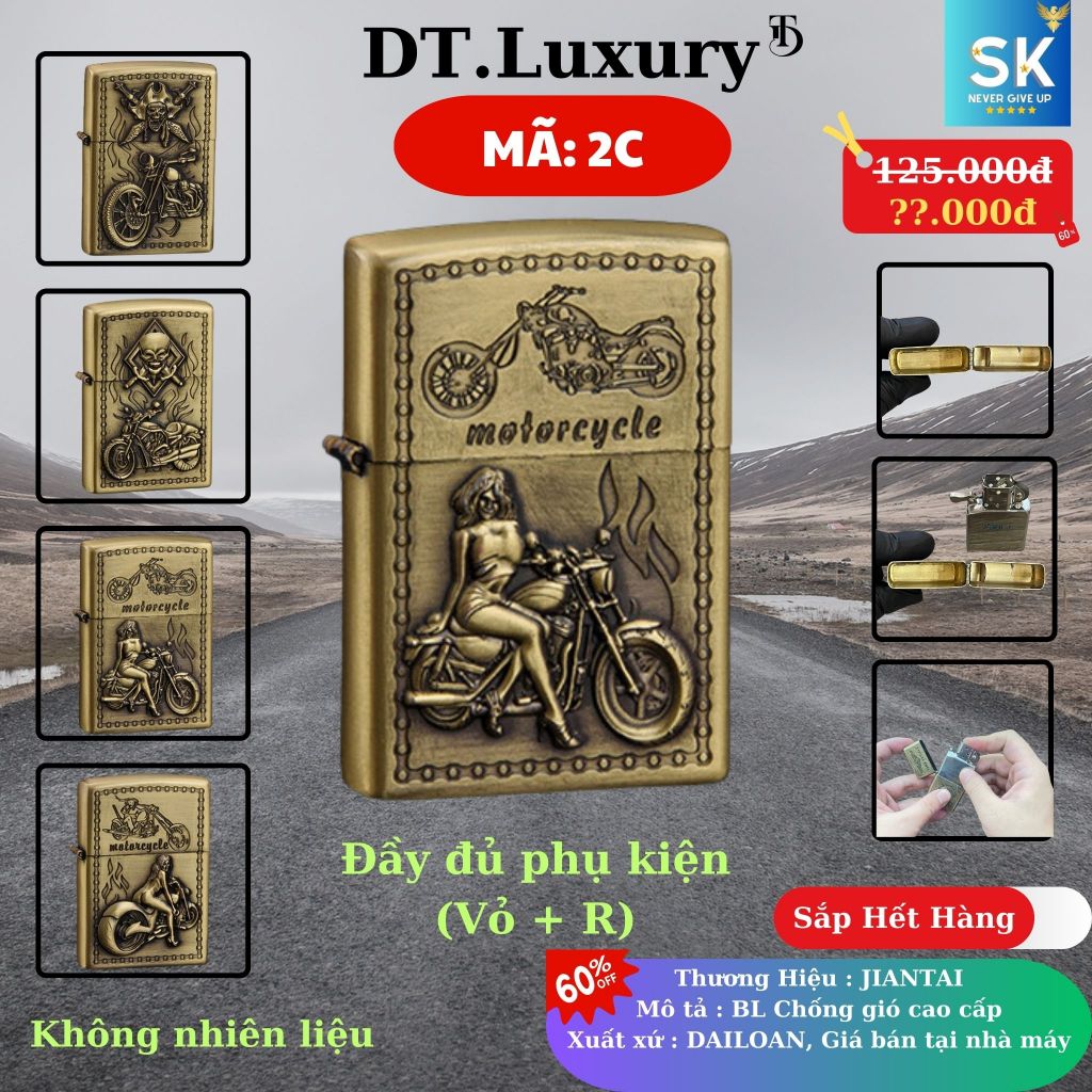Vỏ Jippo Độc Lạ (M-02C) Chất liệu Đồng Thau (Không Bao Gồm Nhiên Liệu)