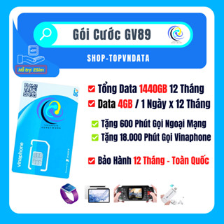 Sim Data VD89 Vinaphone Miễn Phí 1440GB Kèm Gọi 12 Tháng ,Tốc Độ Cực Nhanh,Bảo Hành Chính Hãng