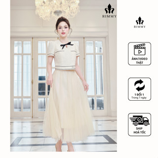 RIMMY - TAFFY Áo sơ mi ngắn tay chất tafta hoa đặc biệt thiết kế thêu đính thủ công