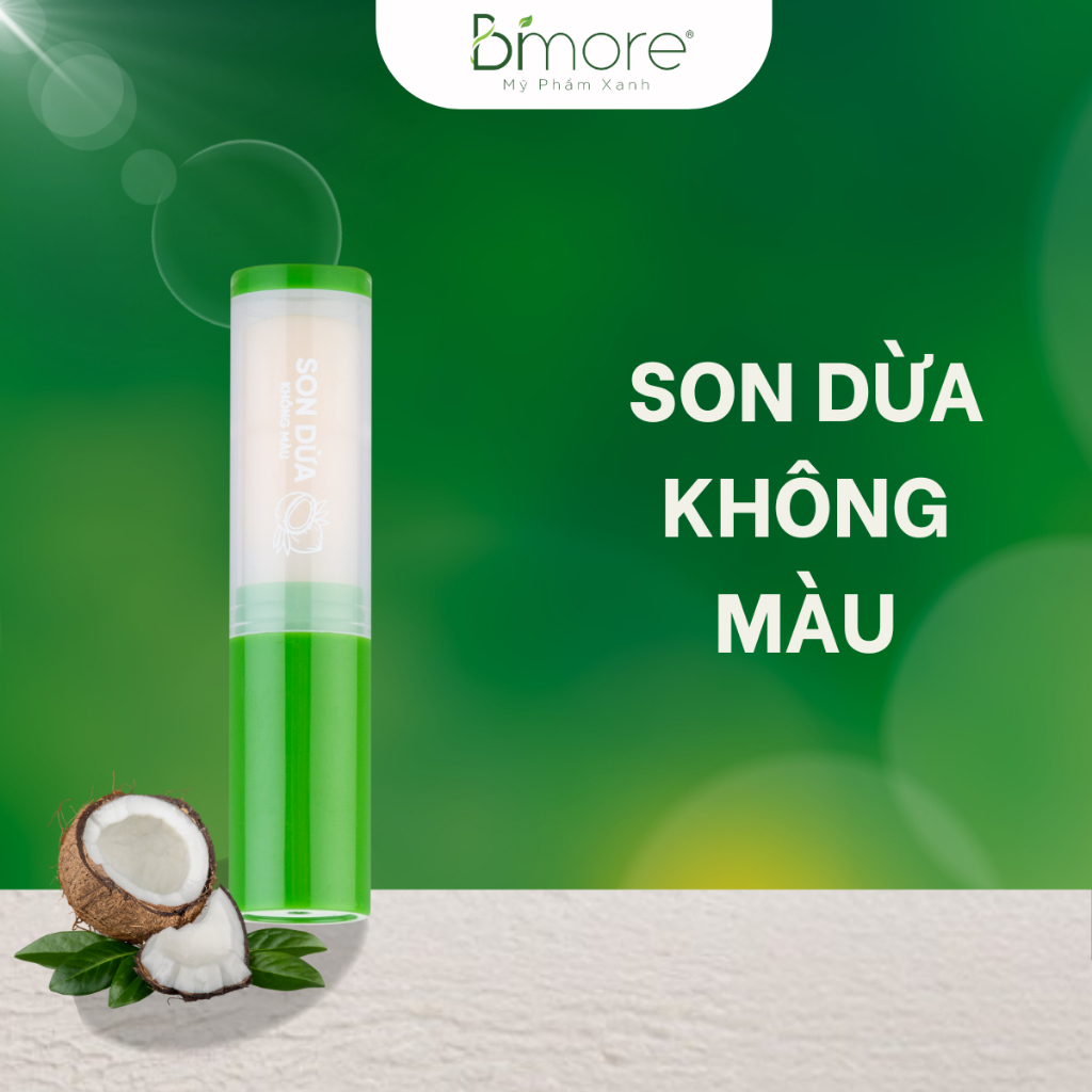 Son dừa không màu Bimore giúp dưỡng mềm môi chống khô nứt nẻ thỏi 5g
