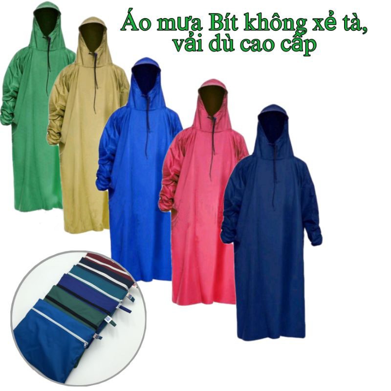 Áo mưa BÍT, vải dù Da Cá/Tổ Ong, siêu chống thấm nước, chất lượng, loại 1 dài 1,4 mét. đủ màu cho khách lựa