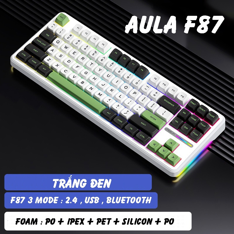 Bàn phím cơ AULA F87- 3 mode kết nối- LED RGB-87 phím- Hỗ trợ Hotswap- Có app Macro | BigBuy360 - bigbuy360.vn