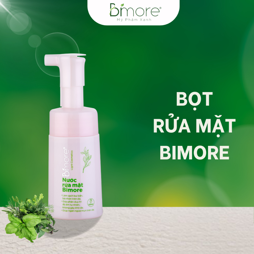Nước rửa mặt tạo bọt Bimore sạch sâu an toàn cho da nhạy cảm chai 120ml