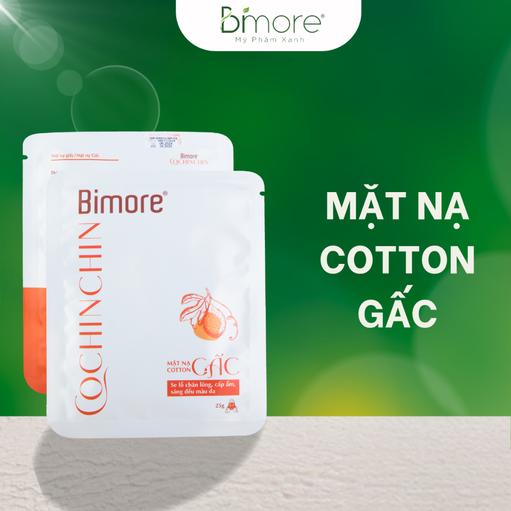 Mặt nạ Cotton Gấc Bimore cấp ẩm se khít lỗ chân lông
