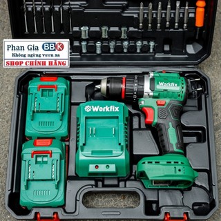 [LOẠI 1] Máy khoan pin WORKFIX 21V, Động cơ KHÔNG CHỔI THAN - Tăng kèm bộ phụ kiện 24 chi tiết